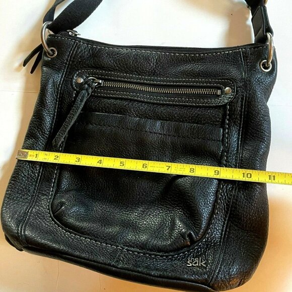 The Sak Black Genuine Leather Crossbody Bag With Multi-Color Interior Lining & Z - Picture 11 of 12